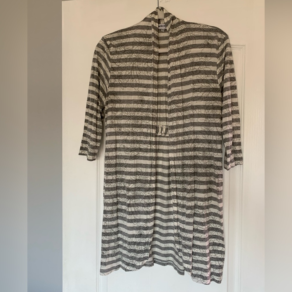 Striped, open cardigan (long)